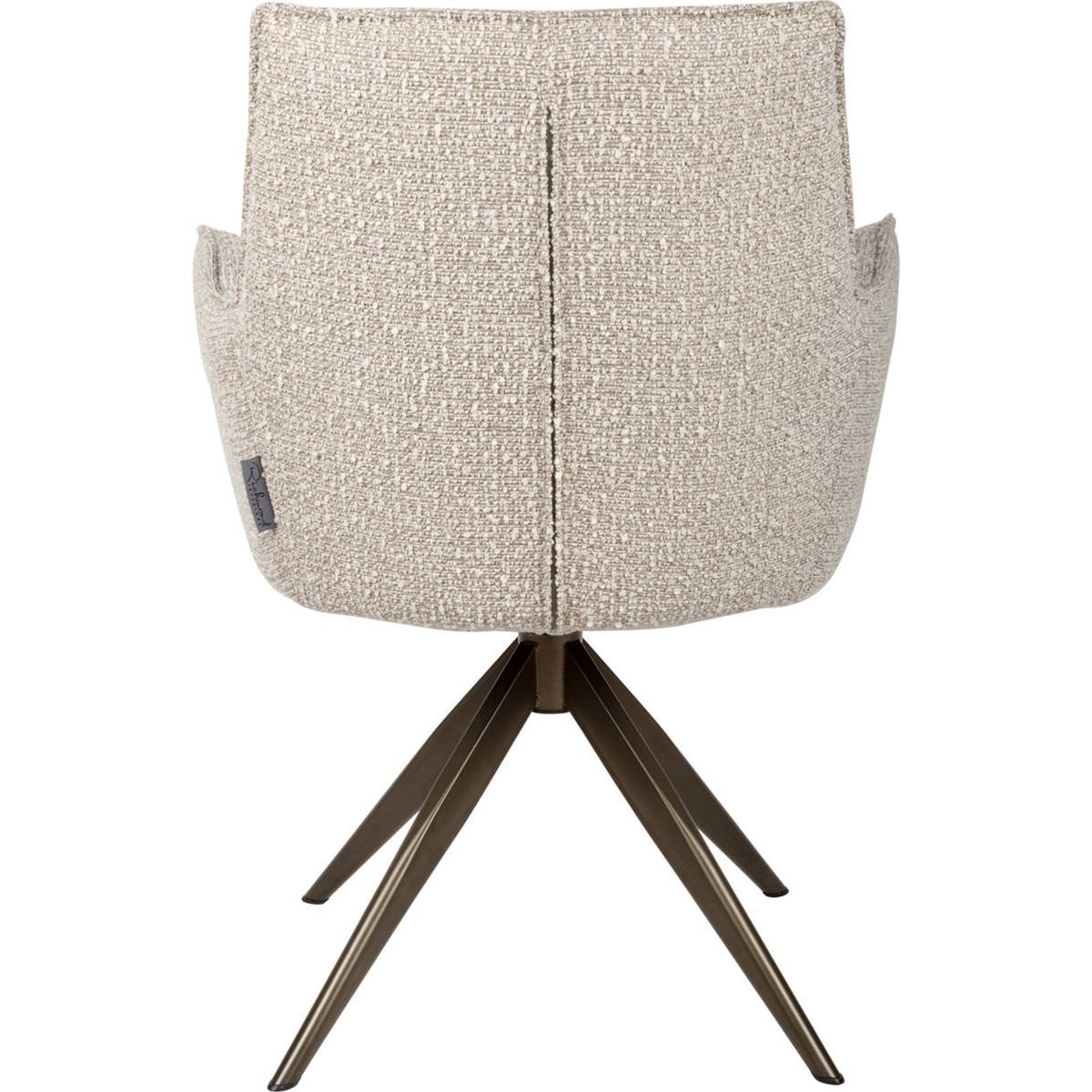 Chaise pivotante rembourrée avec accoudoirs beige naturel et piètement bronze, RECOLLECTION