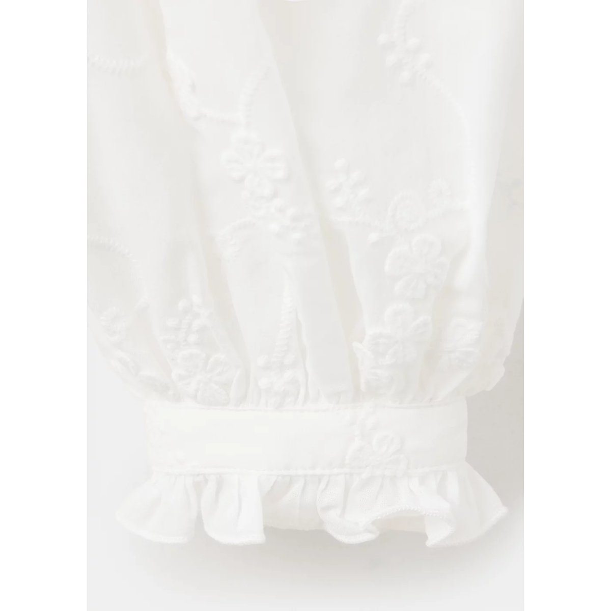 Blouse 100 % coton avec broderies florales blanc, MANGO