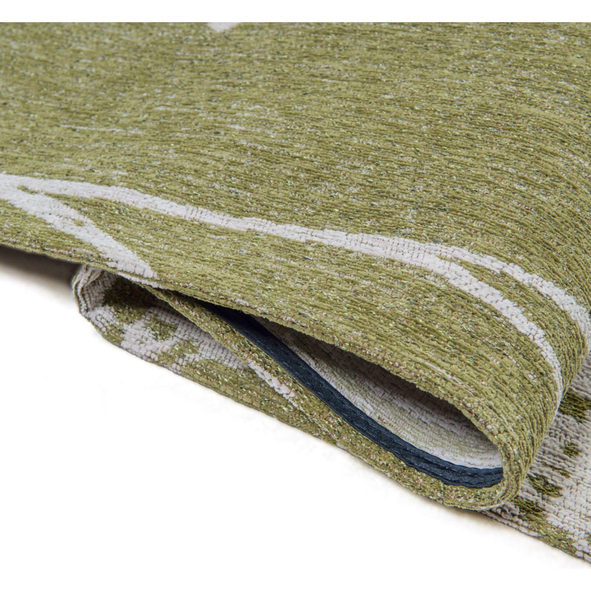 Tapis intérieur extérieur, PARSLEY vert olive motif floral blanc cassé, RECOLLECTION
