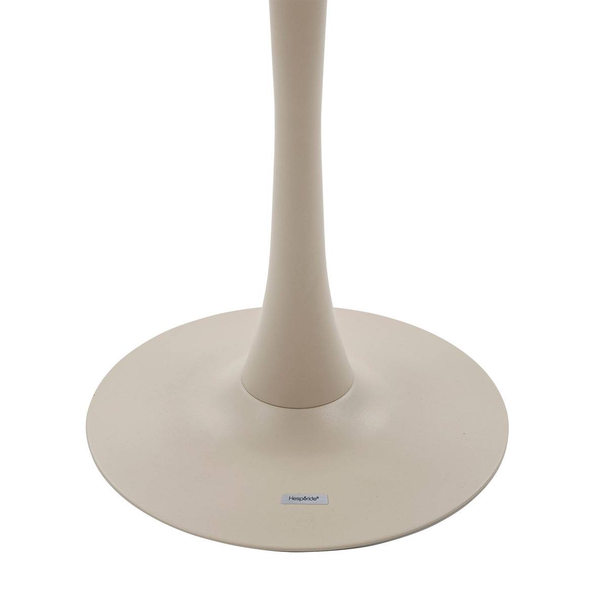 Table de jardin ronde 2 places en acier effet bois OVIALON beige lin, HESPERIDE