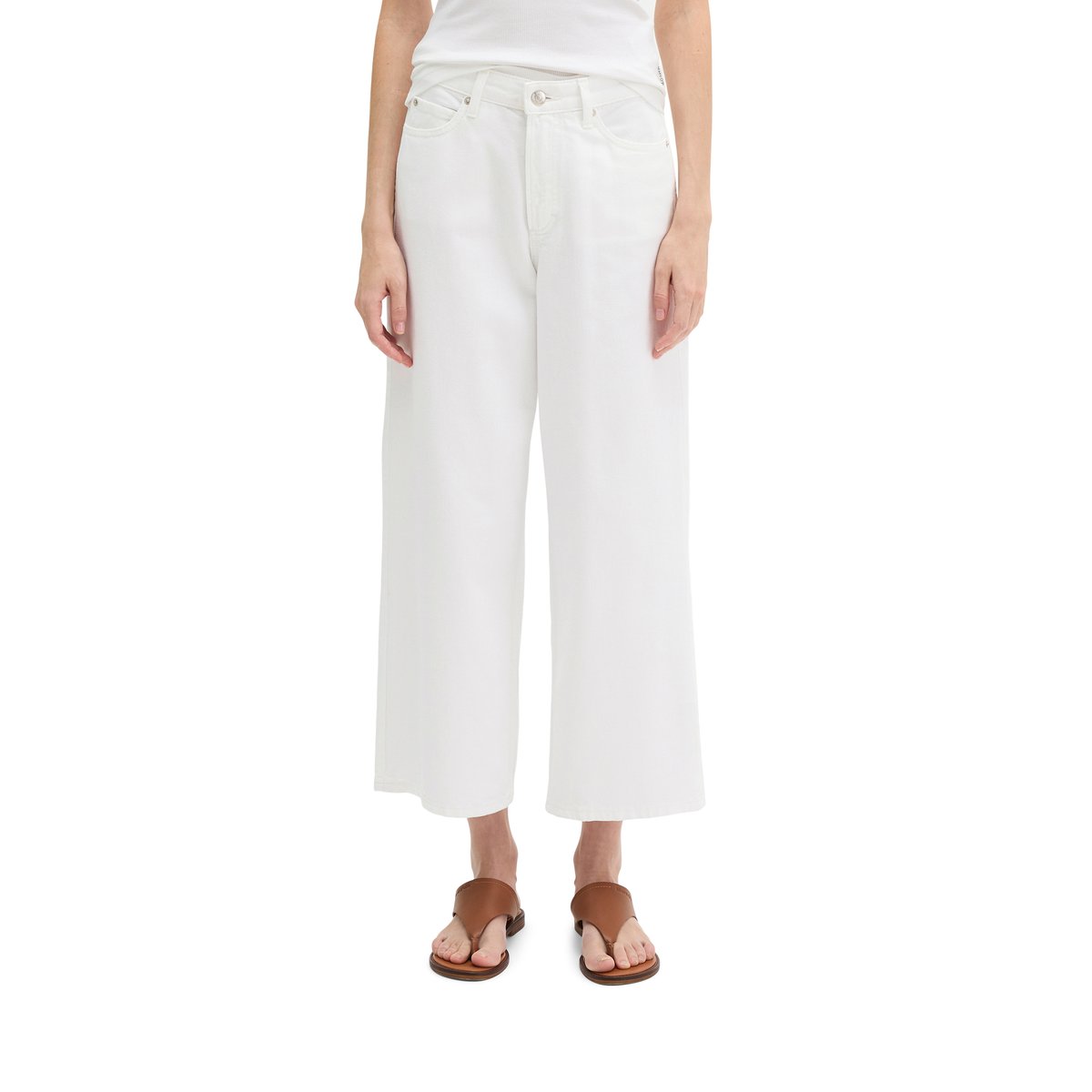 Jeans modèle Tolva large culotte en mélange de coton organique et de lyocell blanc, MARC O'POLO