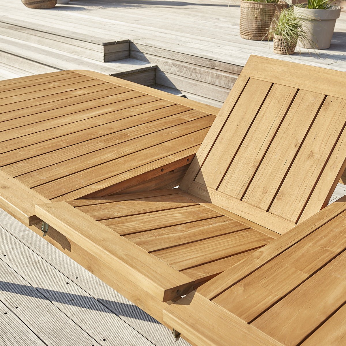 Salon de jardin en teck recyclé extensible 10/12 places HORTENSE naturel, BERAH GETAH