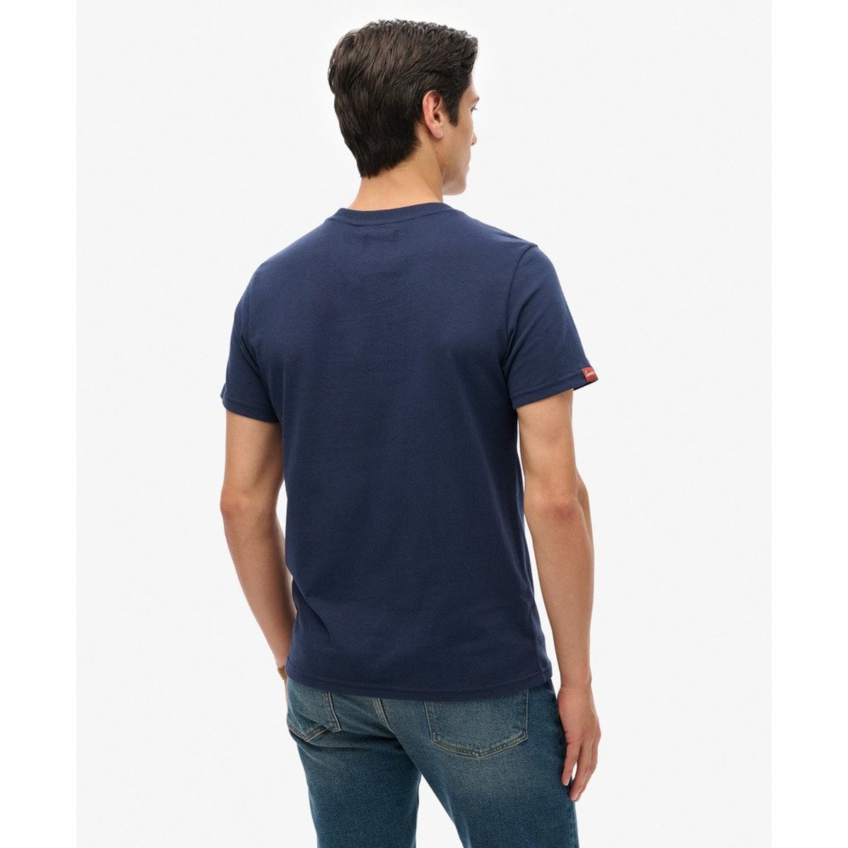 T-shirt à motif Copper Label sur la poitrine bleu marine chiné, SUPERDRY
