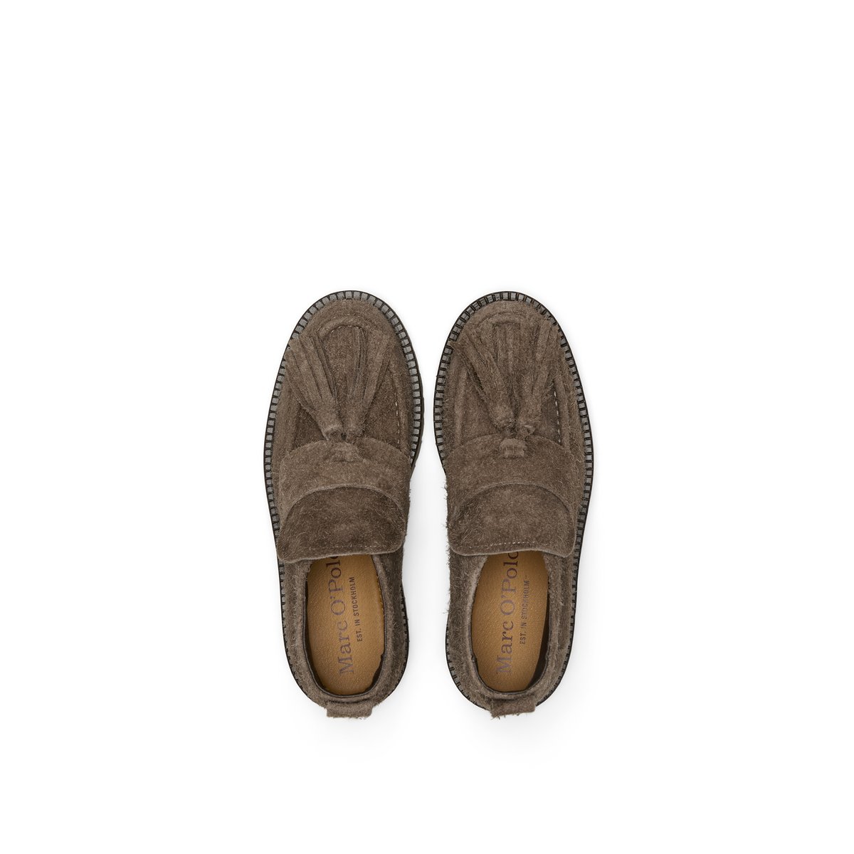Mocassins à talon court, modèle Erin en cuir velours huilé marron, MARC O'POLO