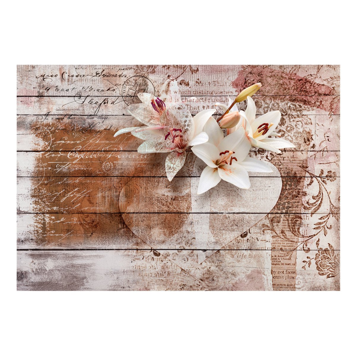 Papier peint intissé panoramique Vintage et Retro Romantic Memories rose, EDEN