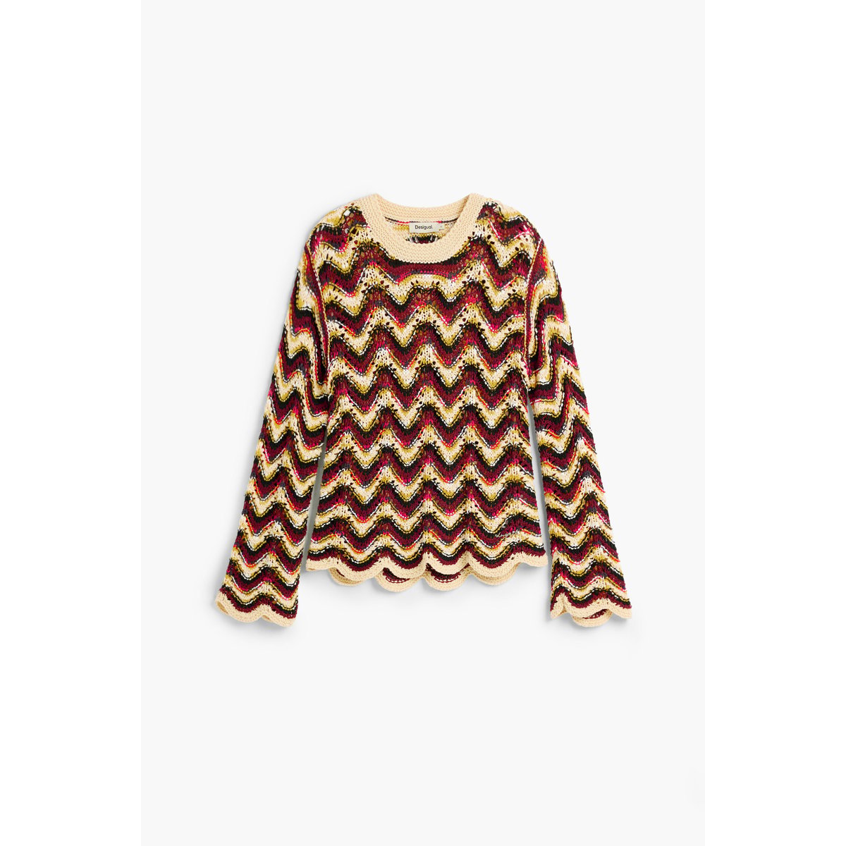Pull crochet zig zag vert, DESIGUAL