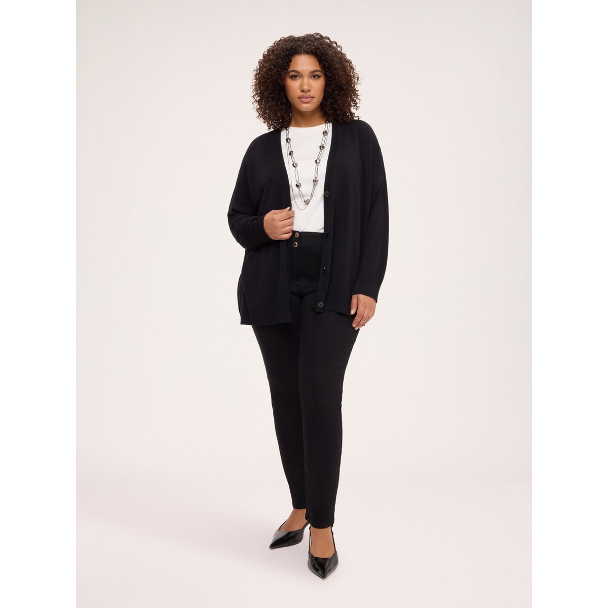 Cardigan col en V noir, FIORELLA RUBINO
