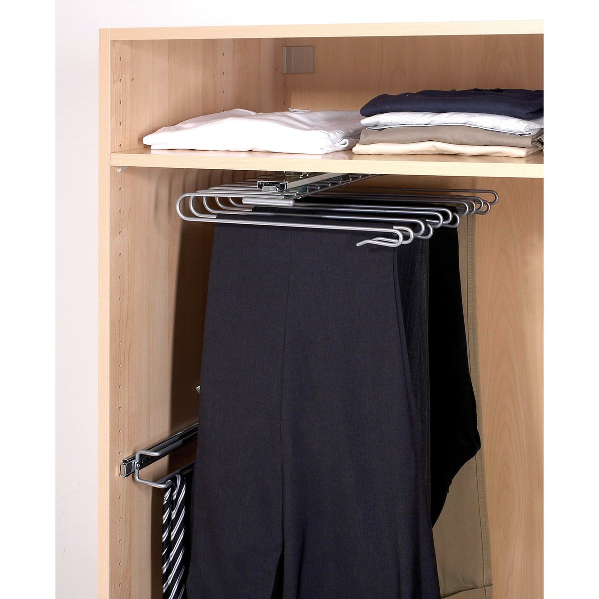 Porte 12 pantalons coulissant pour dressing argent brillant, WENKO