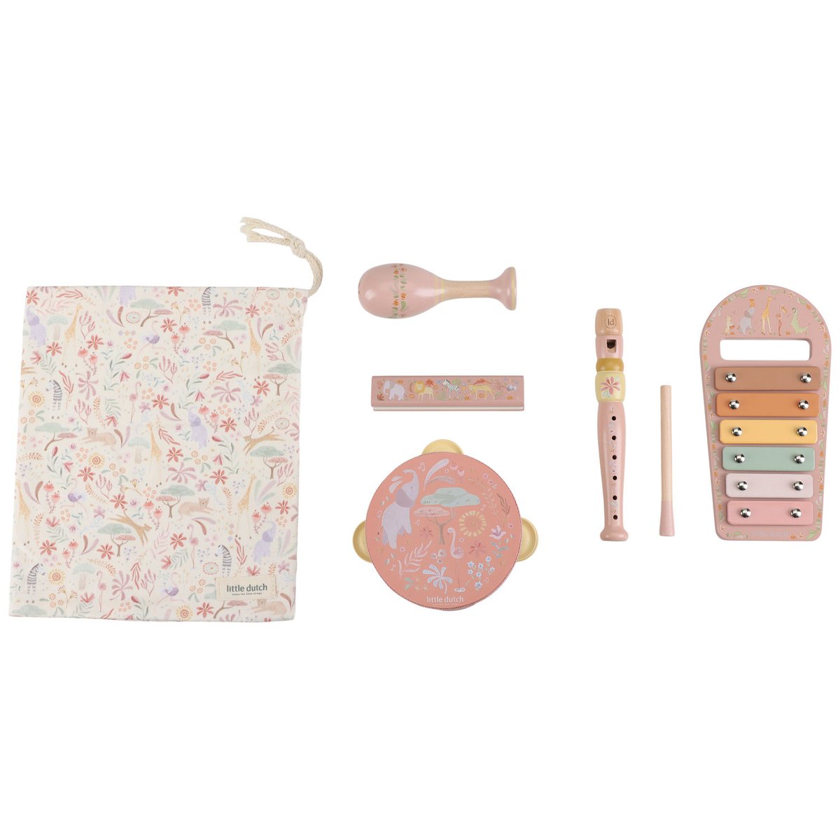 Set de musique rose, multicolore, bois, LITTLE DUTCH