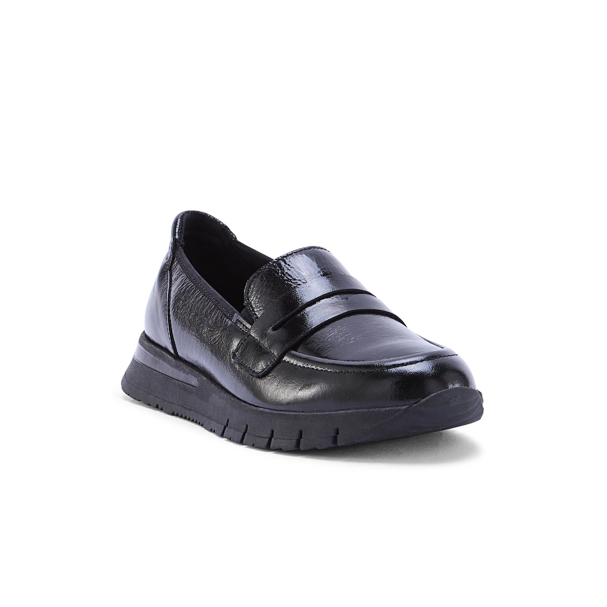 Mocassin cuir semelle compensée noir, PEDICONFORT
