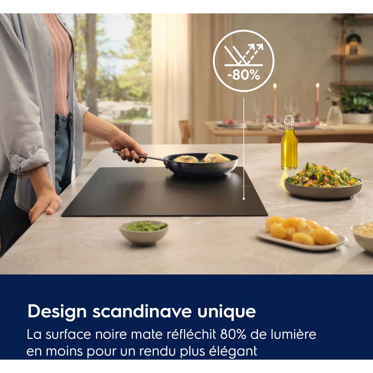 Plaque induction EIS62356IZ SaphirMatt® SenseBoil Résistante aux rayures 3 foyers couleur unique, ELECTROLUX