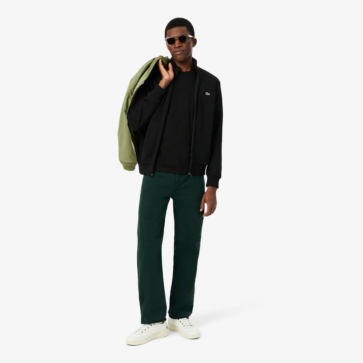 Sweatshirt zippé molleton noir-031, LACOSTE