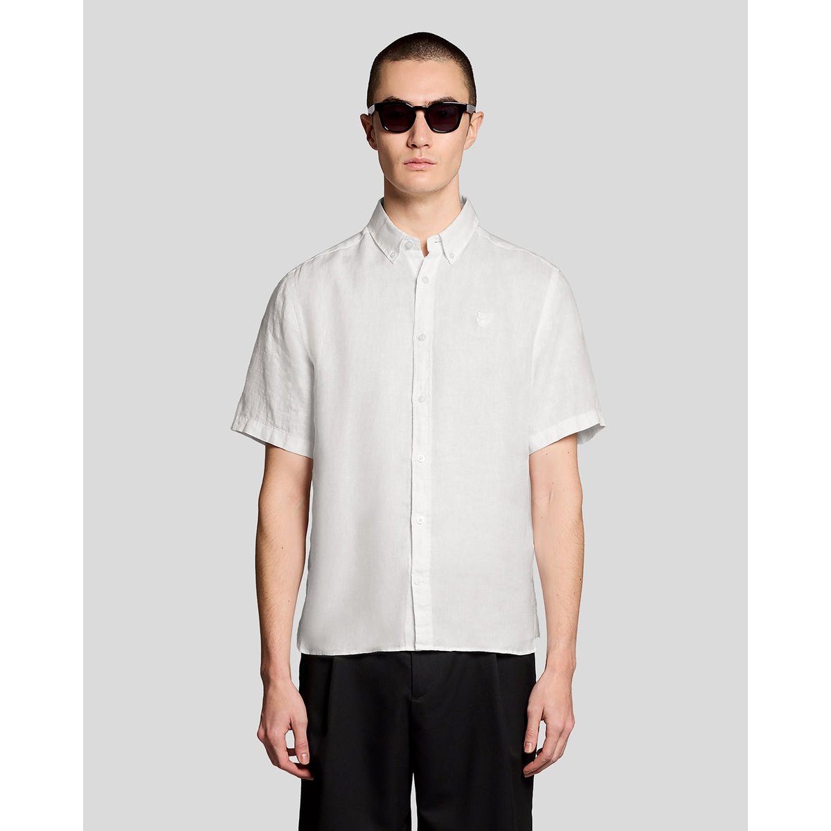 Chemise manches courtes en lin blanc, LYLE & SCOTT