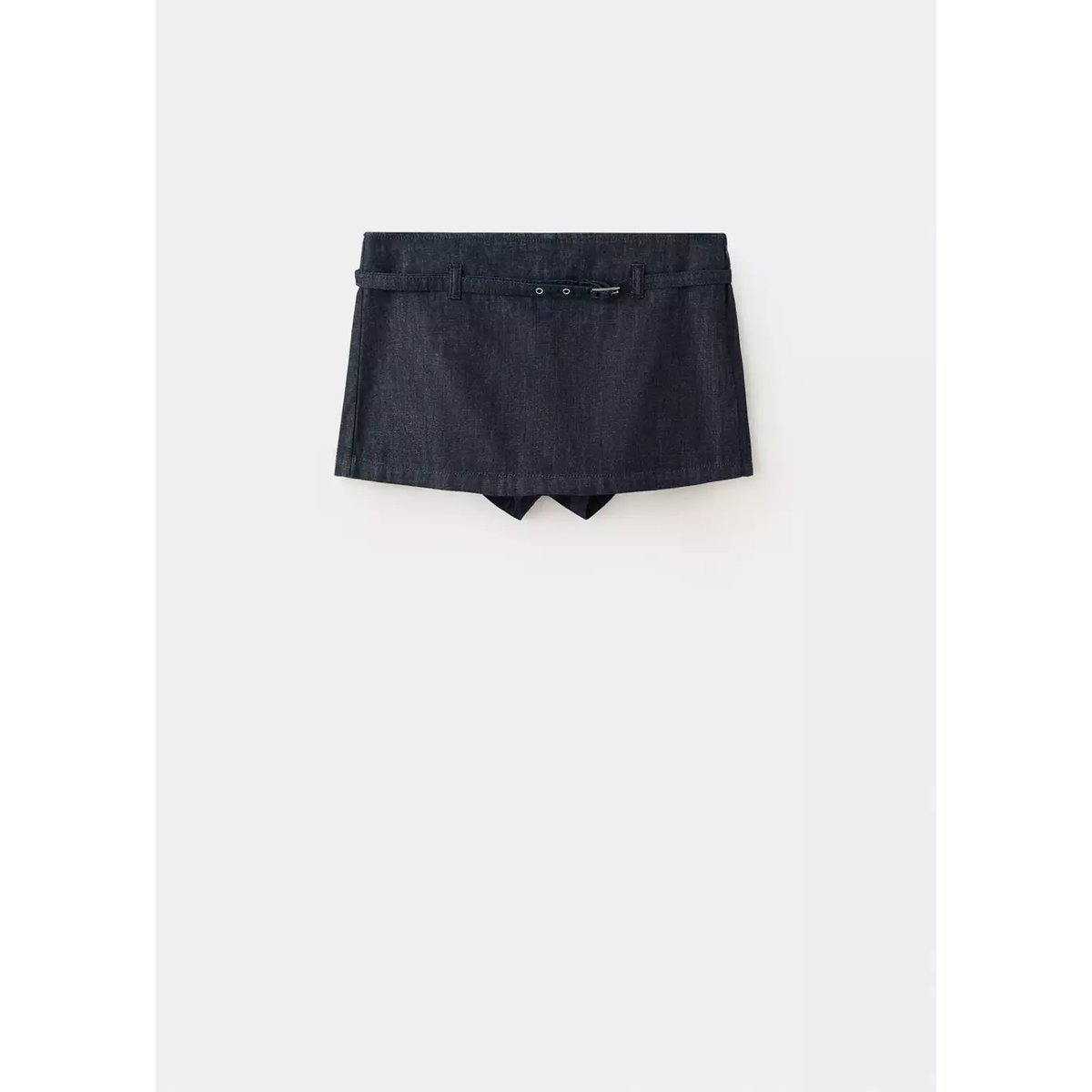 Jupe-short en denim avec ceinture bleu, MANGO