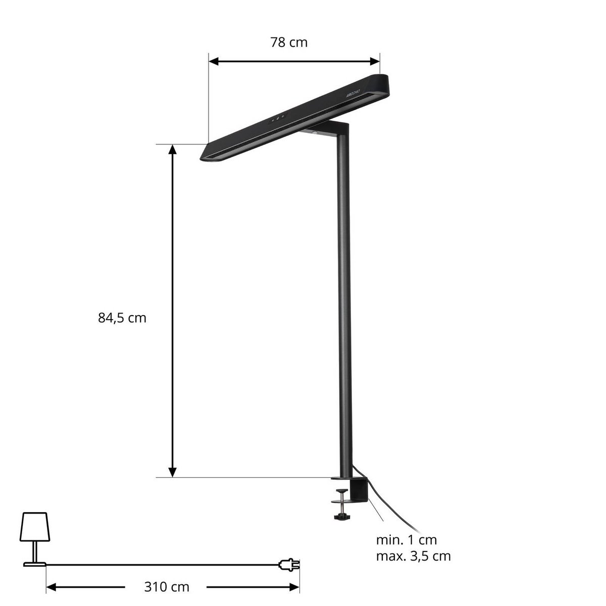 Lampe à pince en métal moderneLED, Shax noir, ARCCHIO
