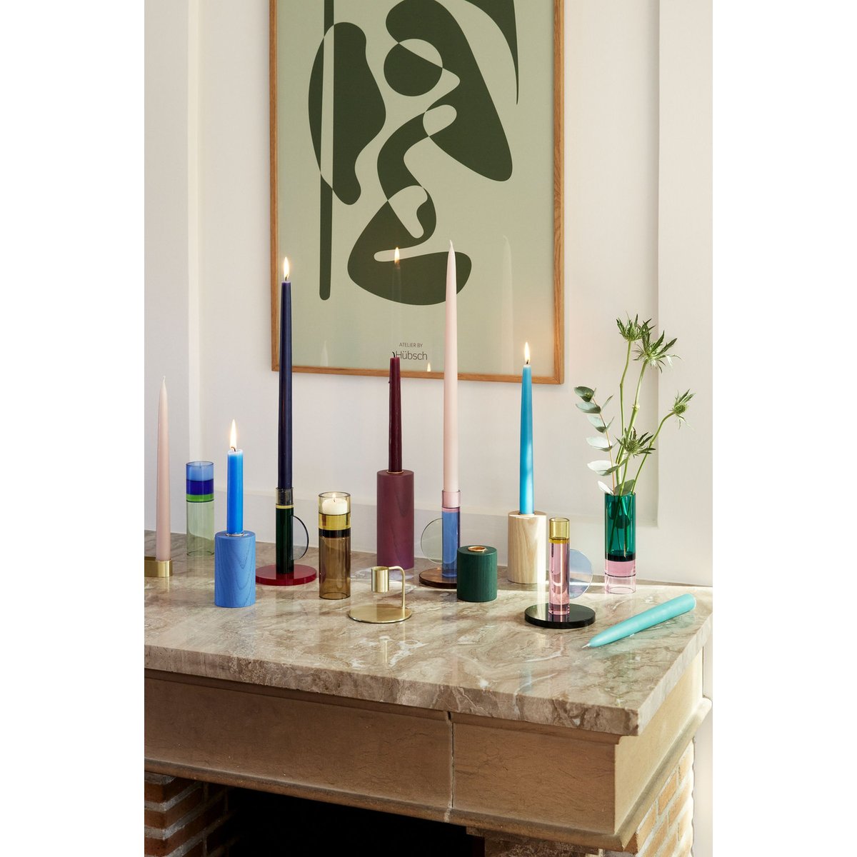 Chandelier en cristal ASTRO bleu, HUBSCH