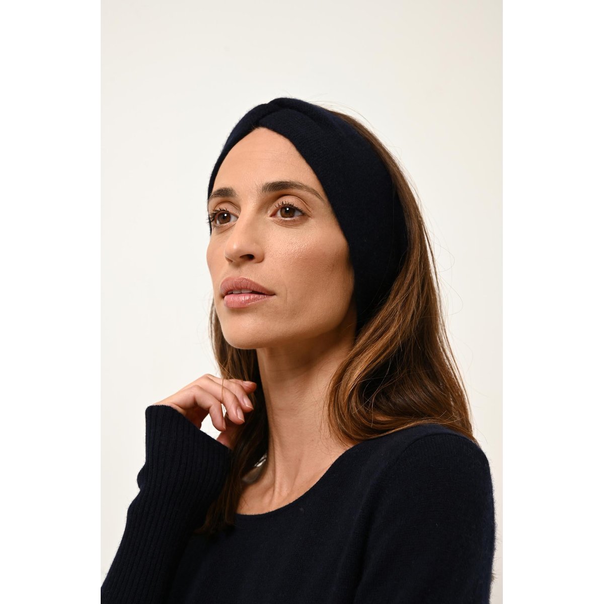 Robe Col Rond Navy Susan bleu foncé, JUST CASHMERE