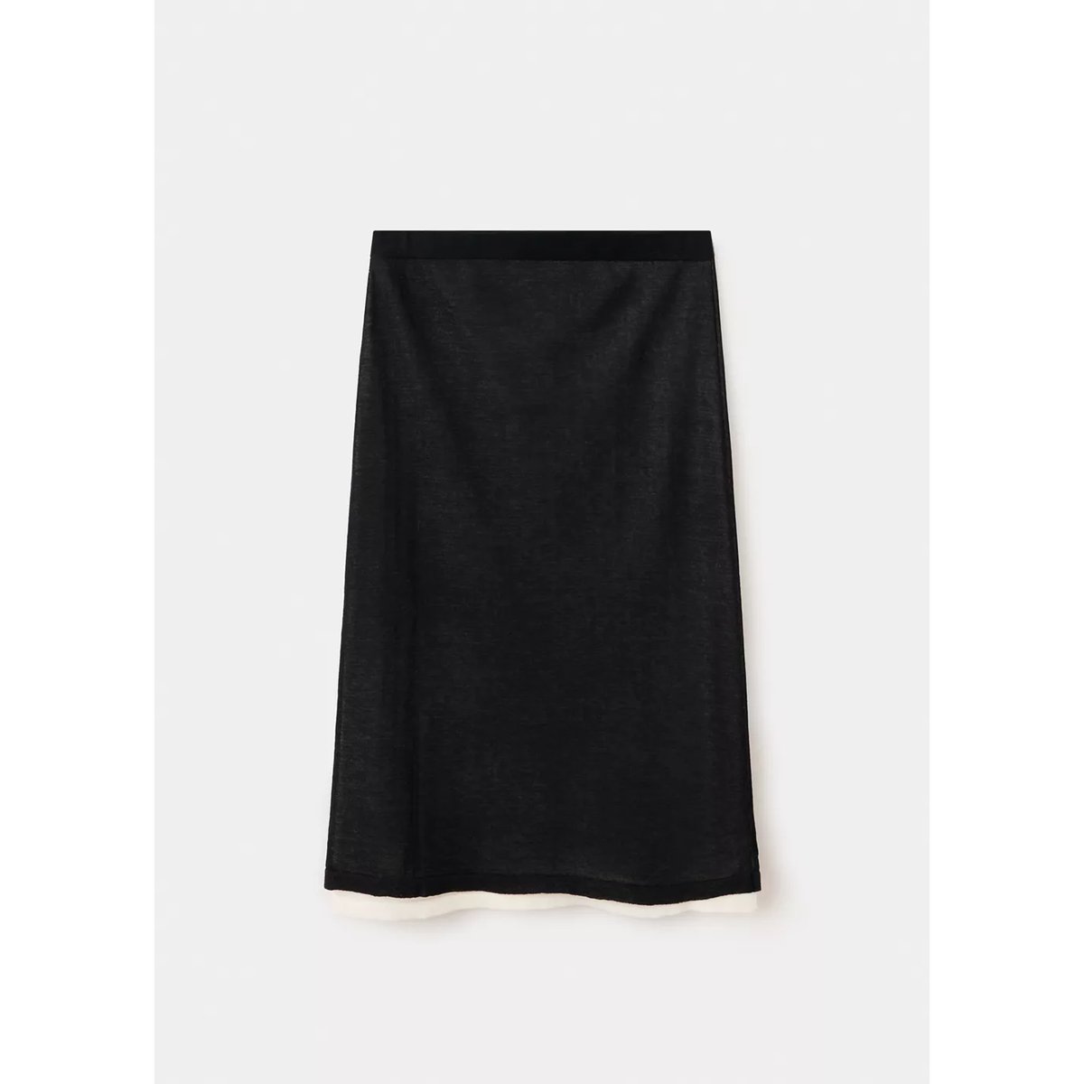 Jupe midi combinée noir, MANGO