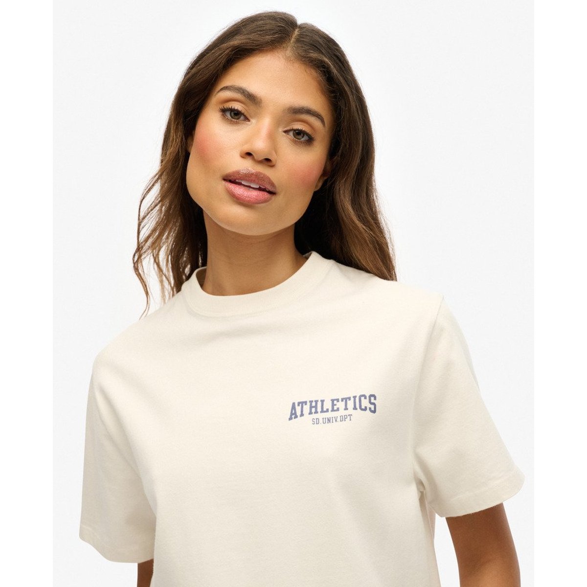 T-shirt oversize Athletic Essentials blanc cassé os du désert, SUPERDRY