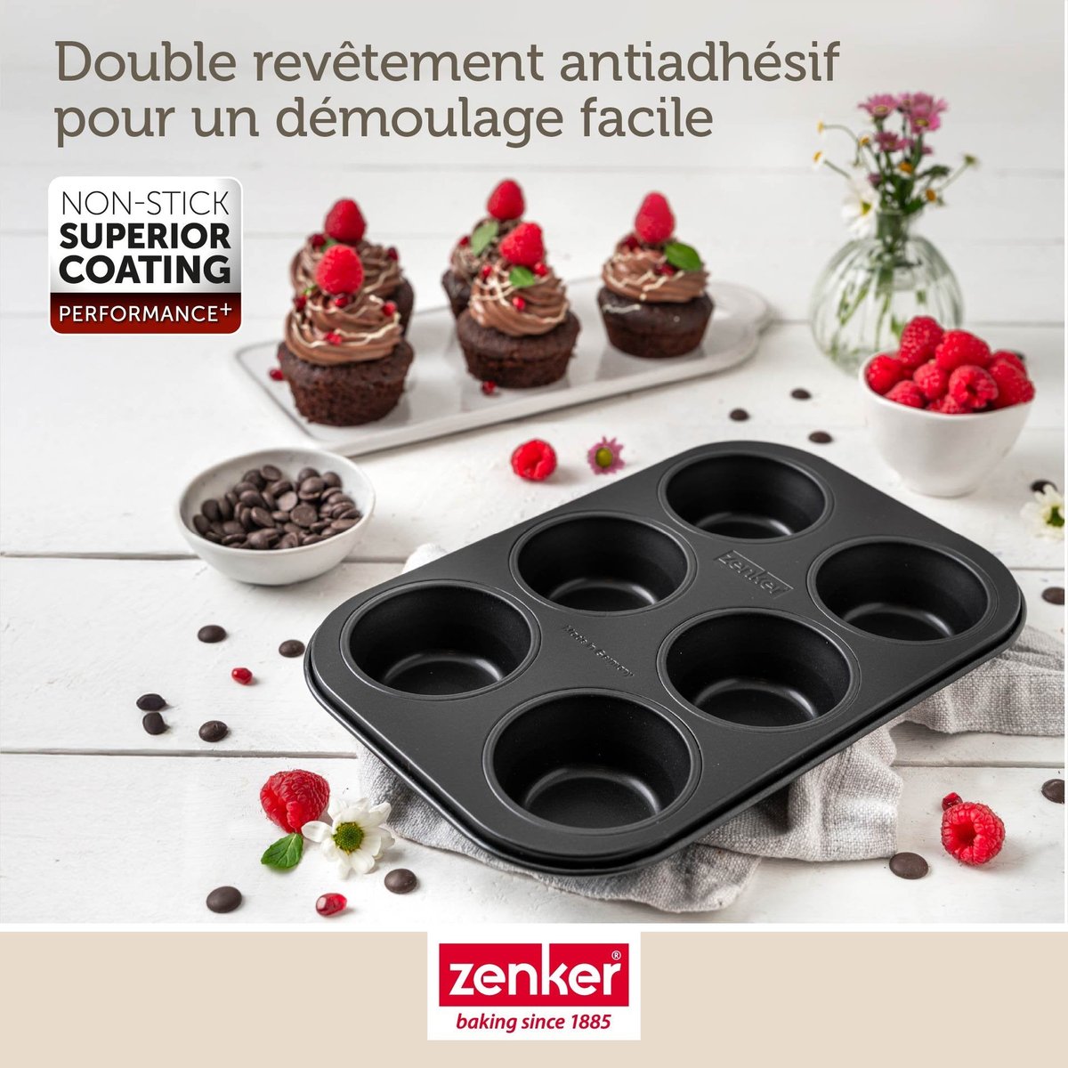 Moule à muffins 6 empreintes 28 x 19 cm PERFECT BLACK + noir, ZENKER