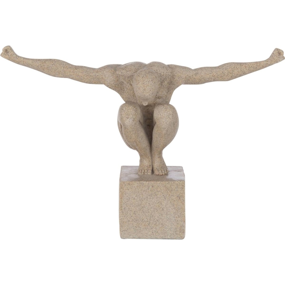 Statue athlète sur socle effet marbre sable, RECOLLECTION