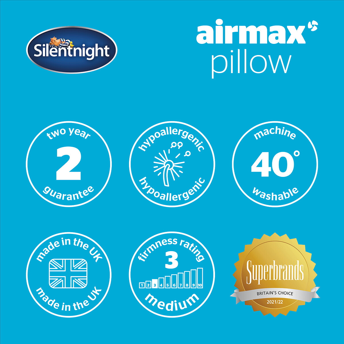 Airmax Hypoallergenic Pillow white, SILENTNIGHT
