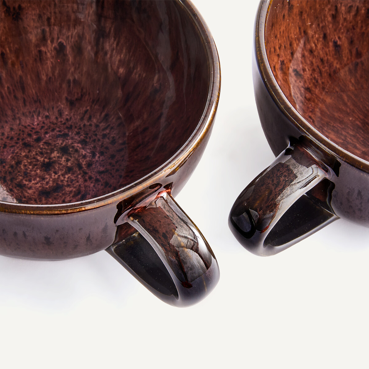 Lot de 4 tasses à thé, en grès émaillé brillant, ZOURO lie de vin, AM.PM