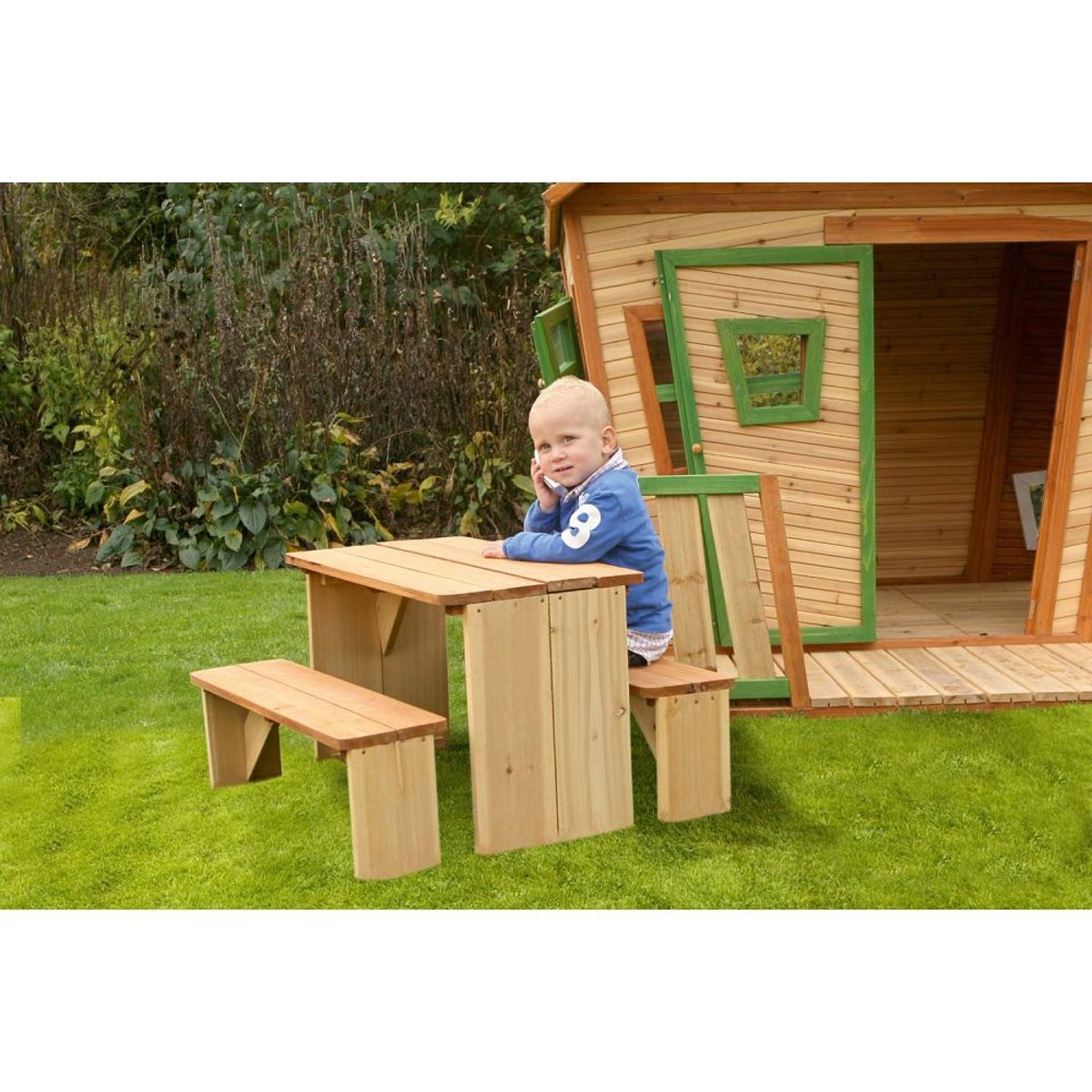 Grande cabane d'extérieur enfant en bois Lisa naturel, AXI