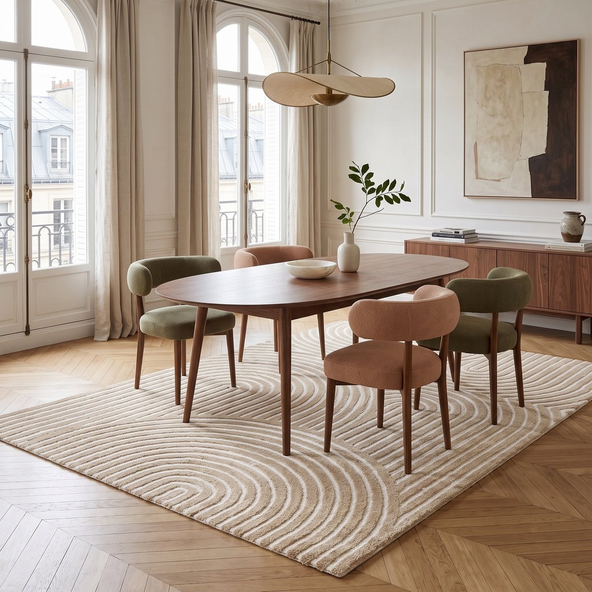 Tapix doux design géométrique moderne  multi MAYA LUDIQUE beige, gris, THE DECO FACTORY