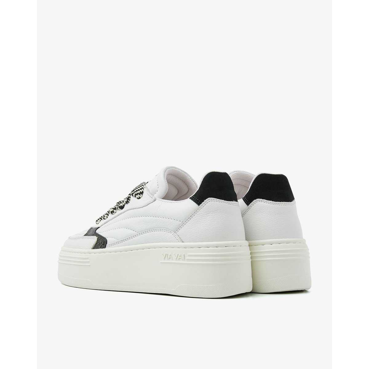 Baskets en cuir ISA JOSIE noir blanc, VIA VAI