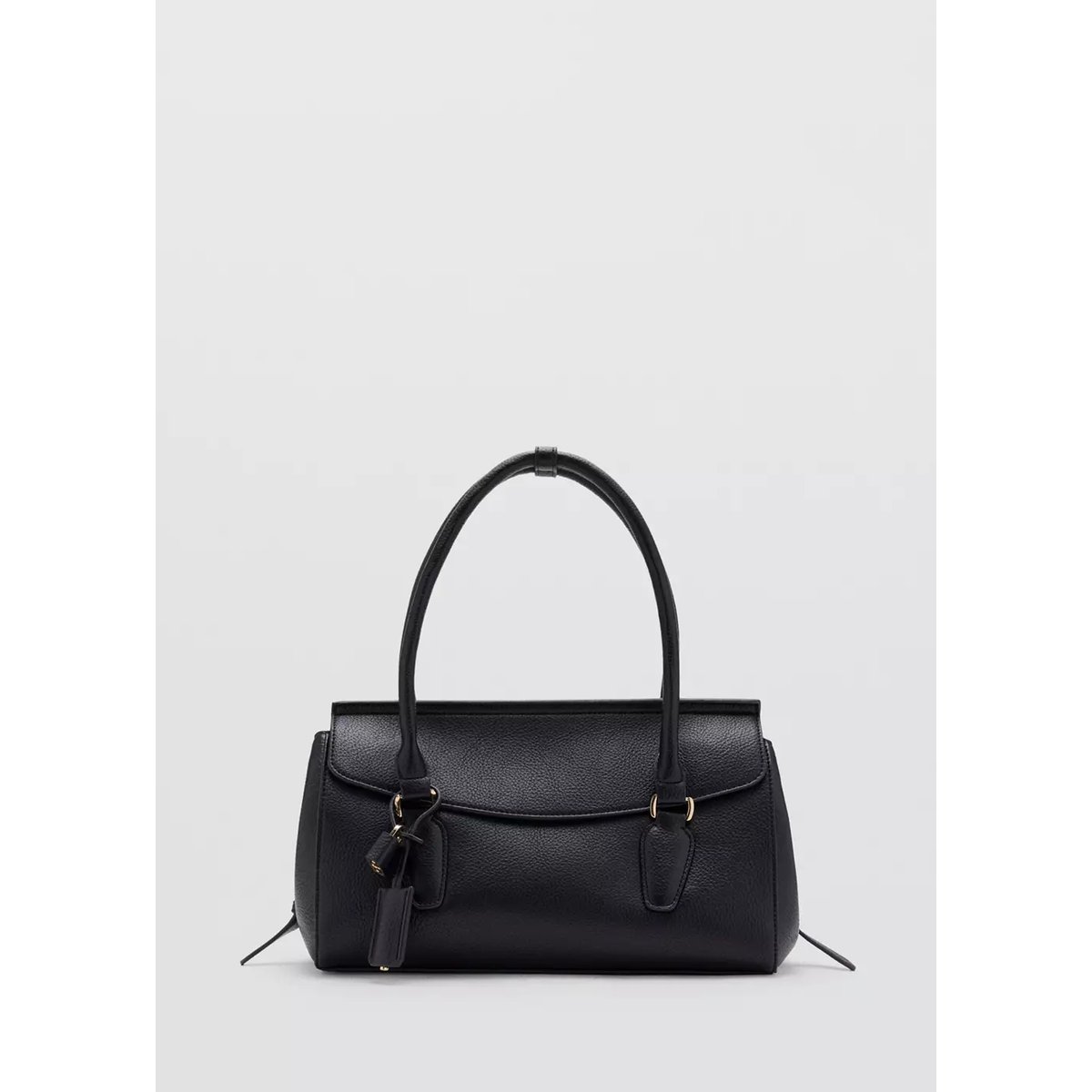 Sac bandoulière effet cuir avec détail charm noir, MANGO