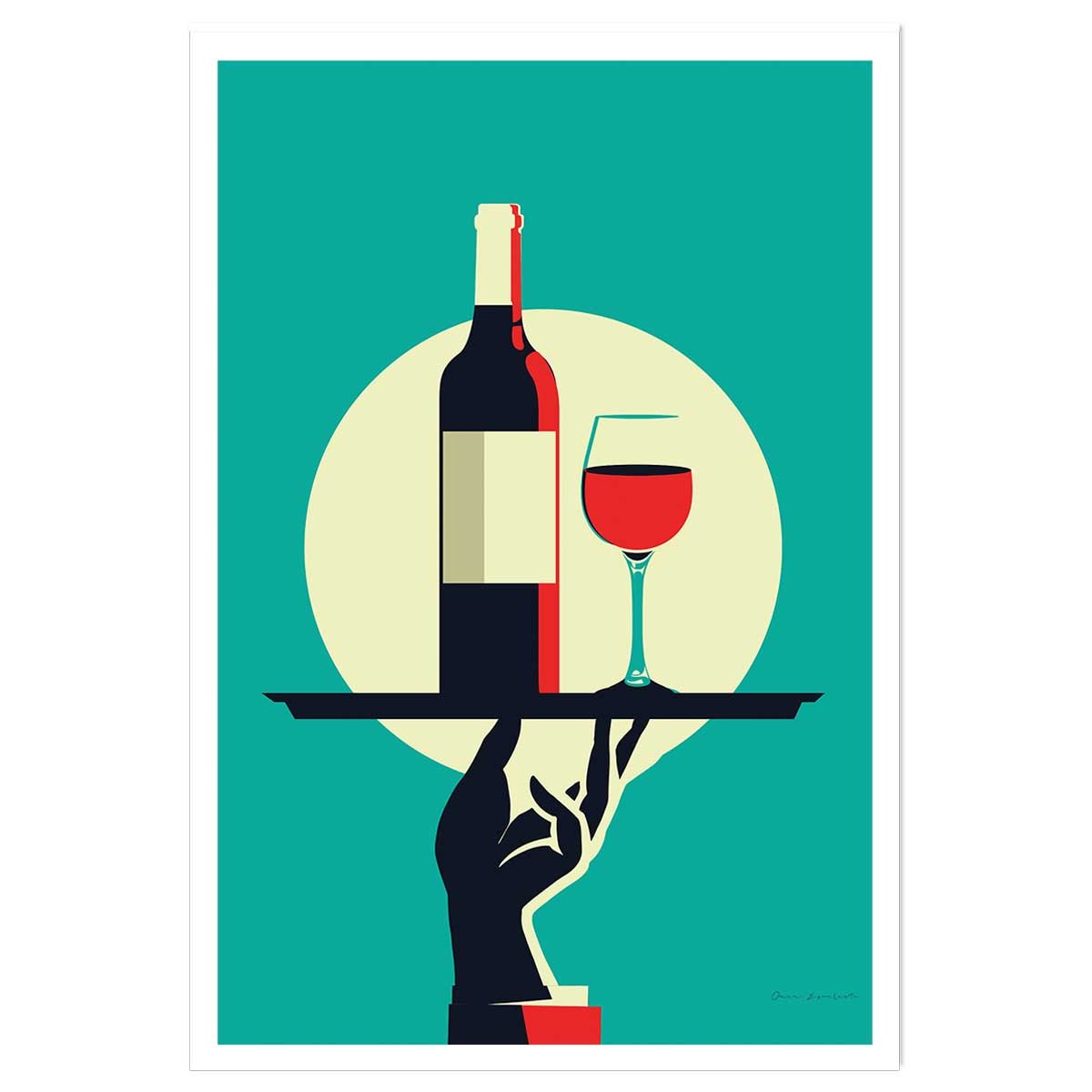Affiche cuisine Verre de vin à la Française affiche seule, HEXOA