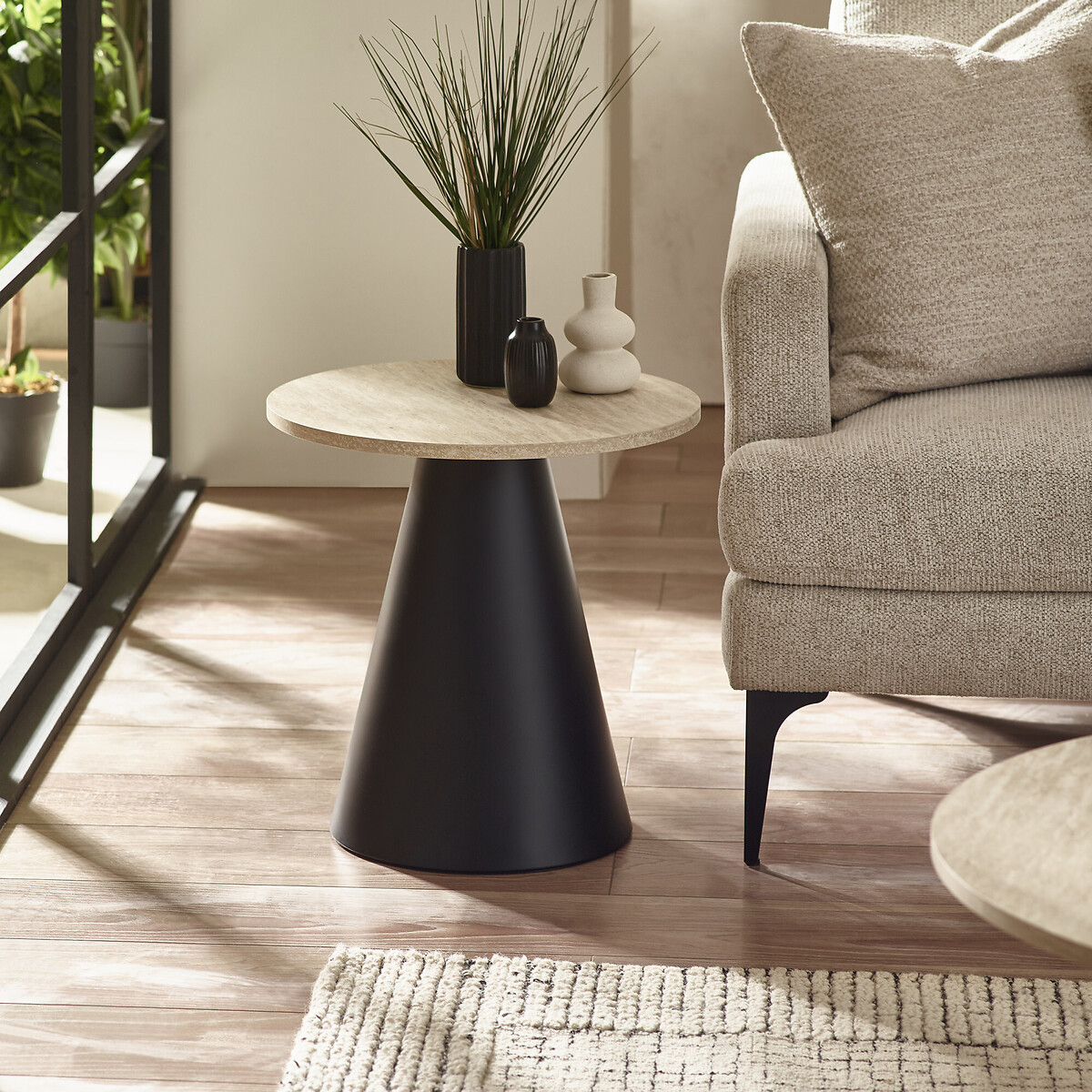 Set of 2 Evron Round Nesting Coffee Tables travertine, SO'HOME