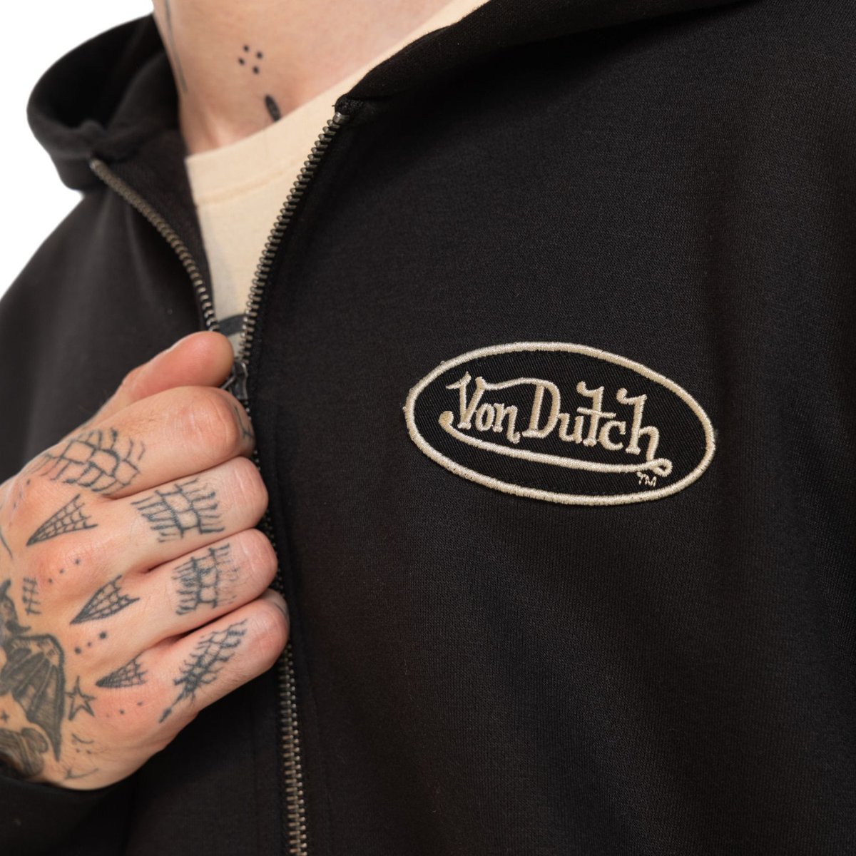 Sweatshirt coton IZAN noir/beige, VON DUTCH