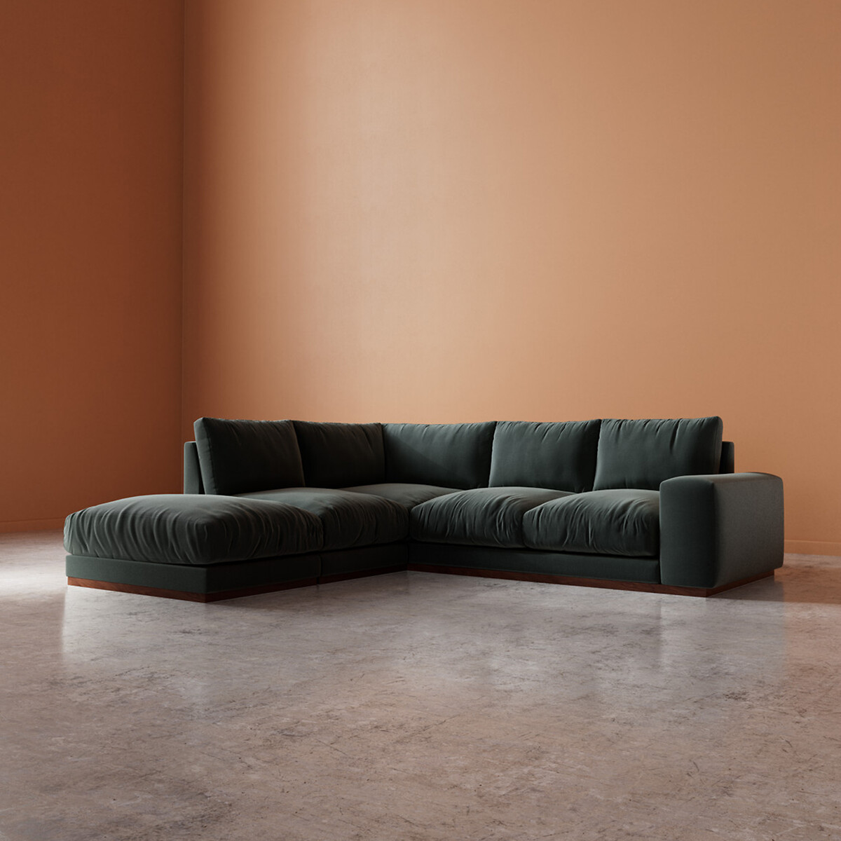Denver Crushed Velvet Corner Chaise Sofa hydro, SWOON