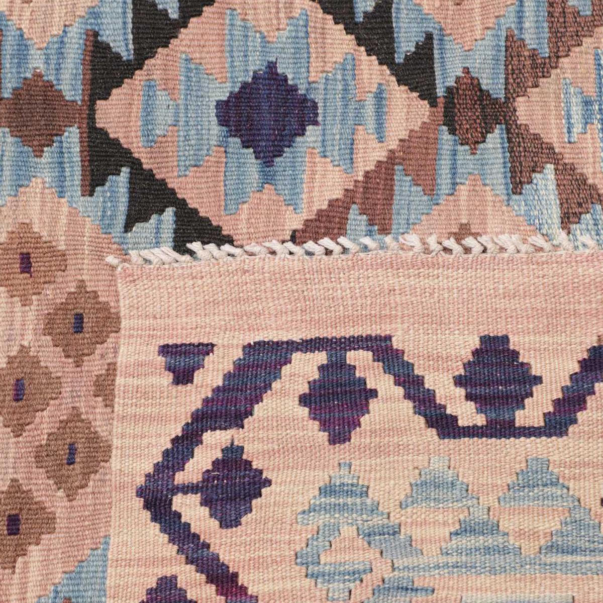 Tapis kilim au motif ethnique, tissé plat, laine, KILIM 60 beige, marron, violet, UN AMOUR DE TAPIS