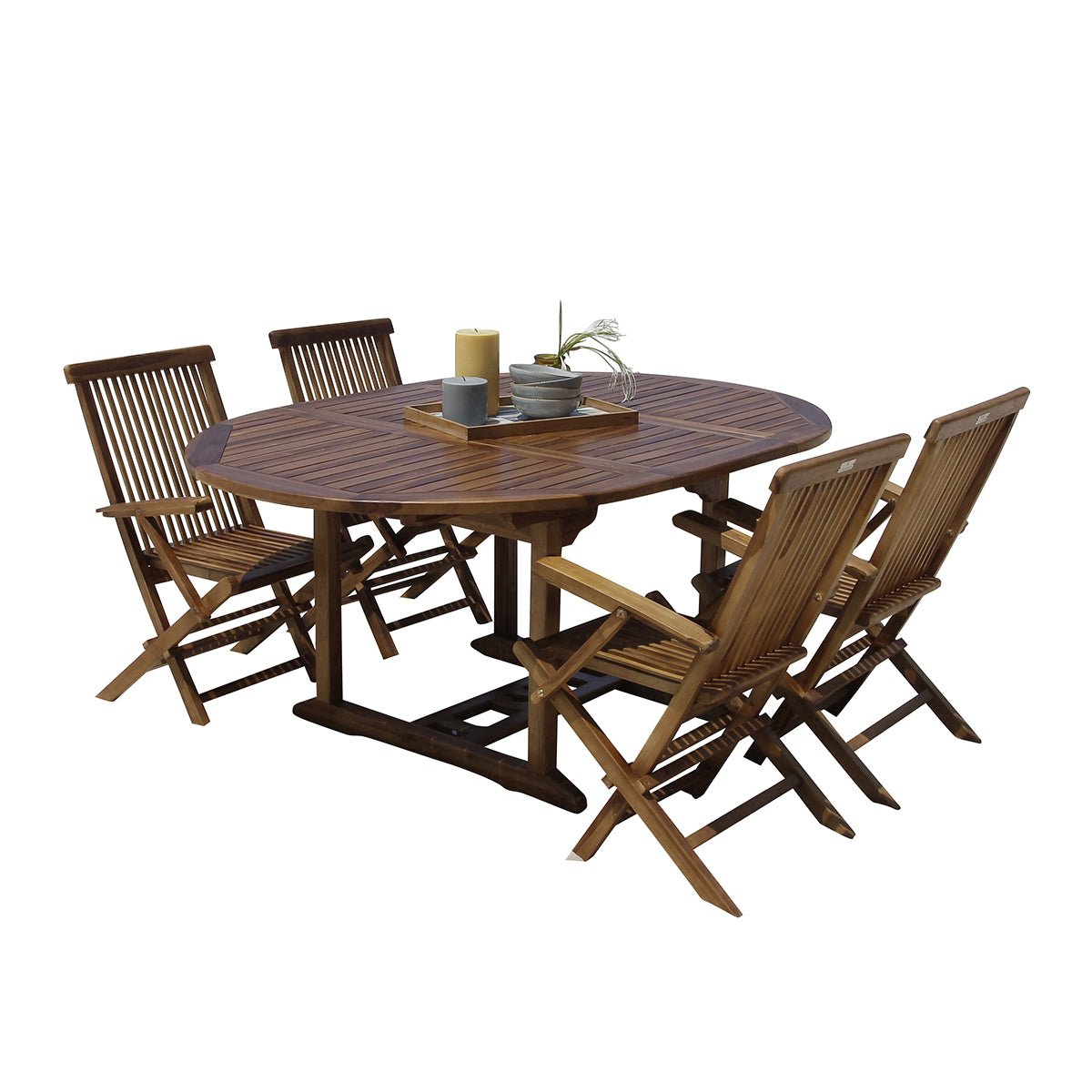 Salon de jardin en teck huilé extensible 4/8 places  BALI marron, BERAH GETAH