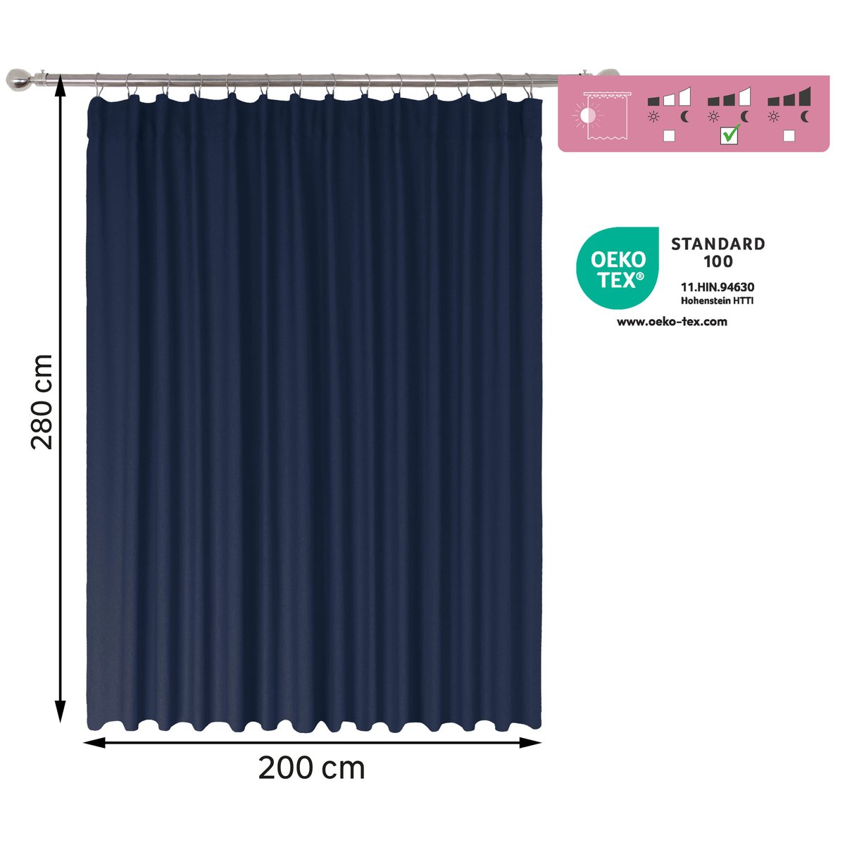 Rideau en coton froncé, KALPE bleu, INSPIRE