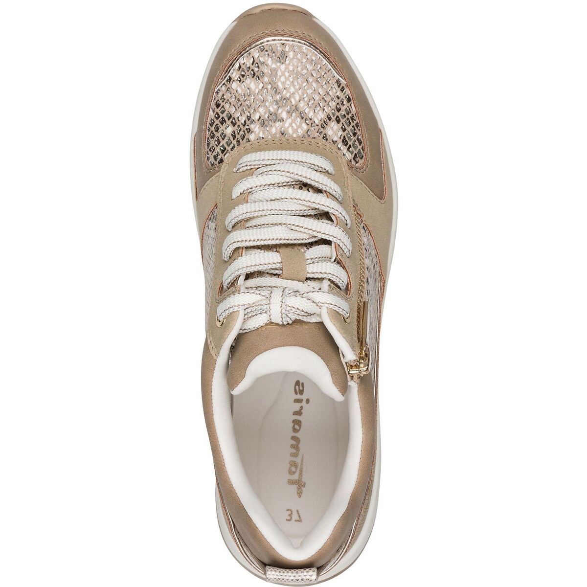 Baskets compensées et zippées beige, TAMARIS