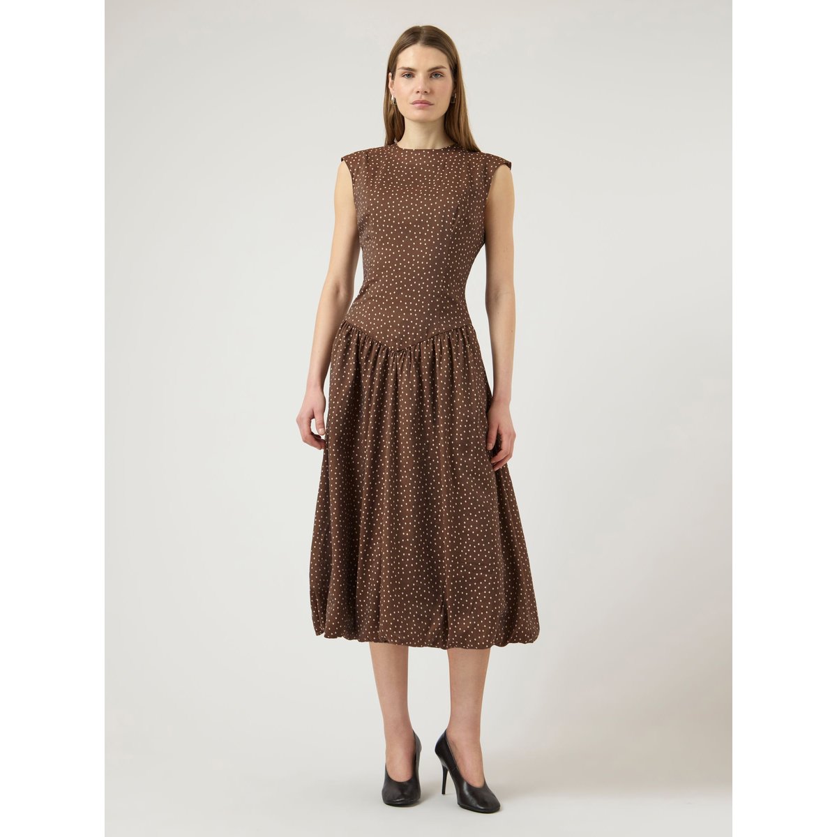 Robe Mi-Longue marron - pinecone1, YAS