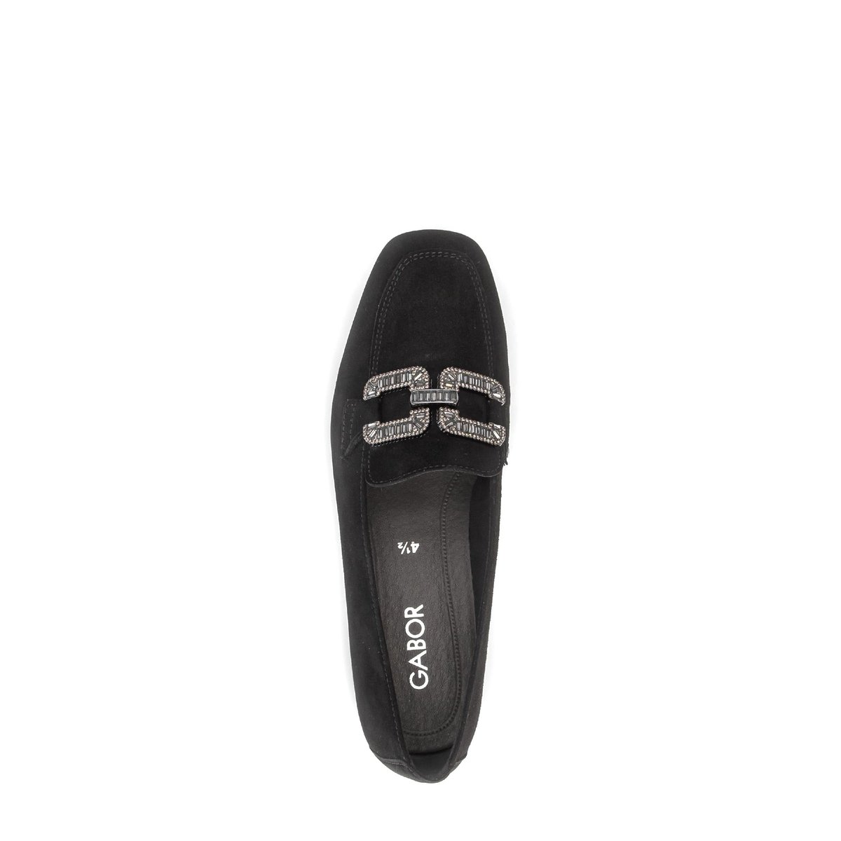 Mocassins en cuir à talon décroché noir velours, GABOR