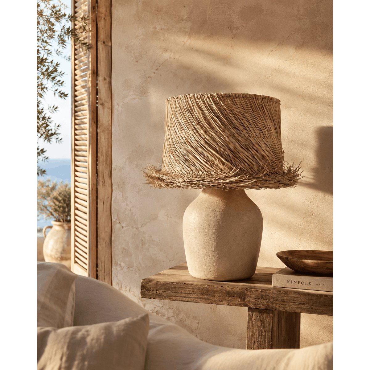 Abat-jour en pandan TABLE beige, BAZAR BIZAR