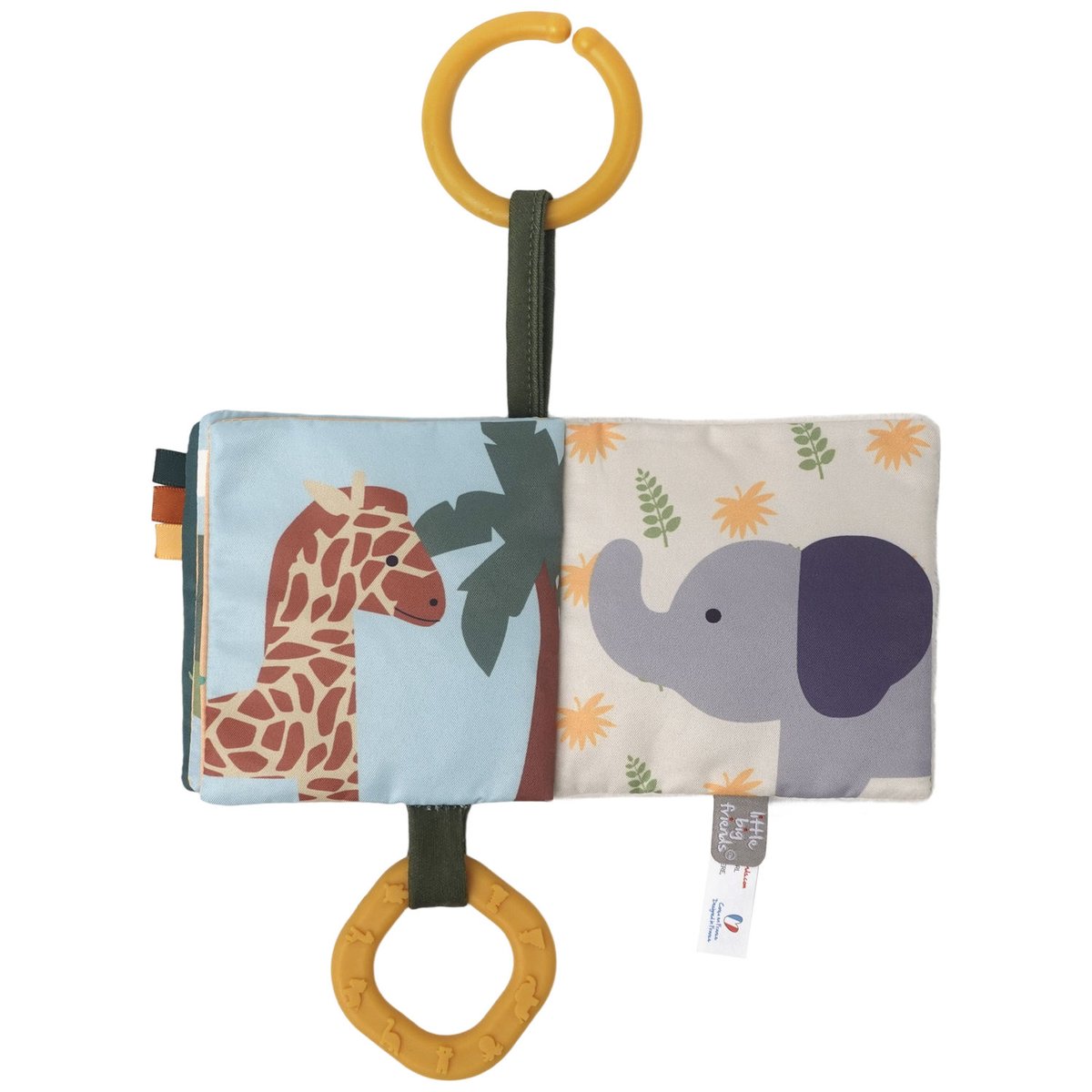 Livre en tissu jaune, marron, noir, LITTLE BIG FRIENDS
