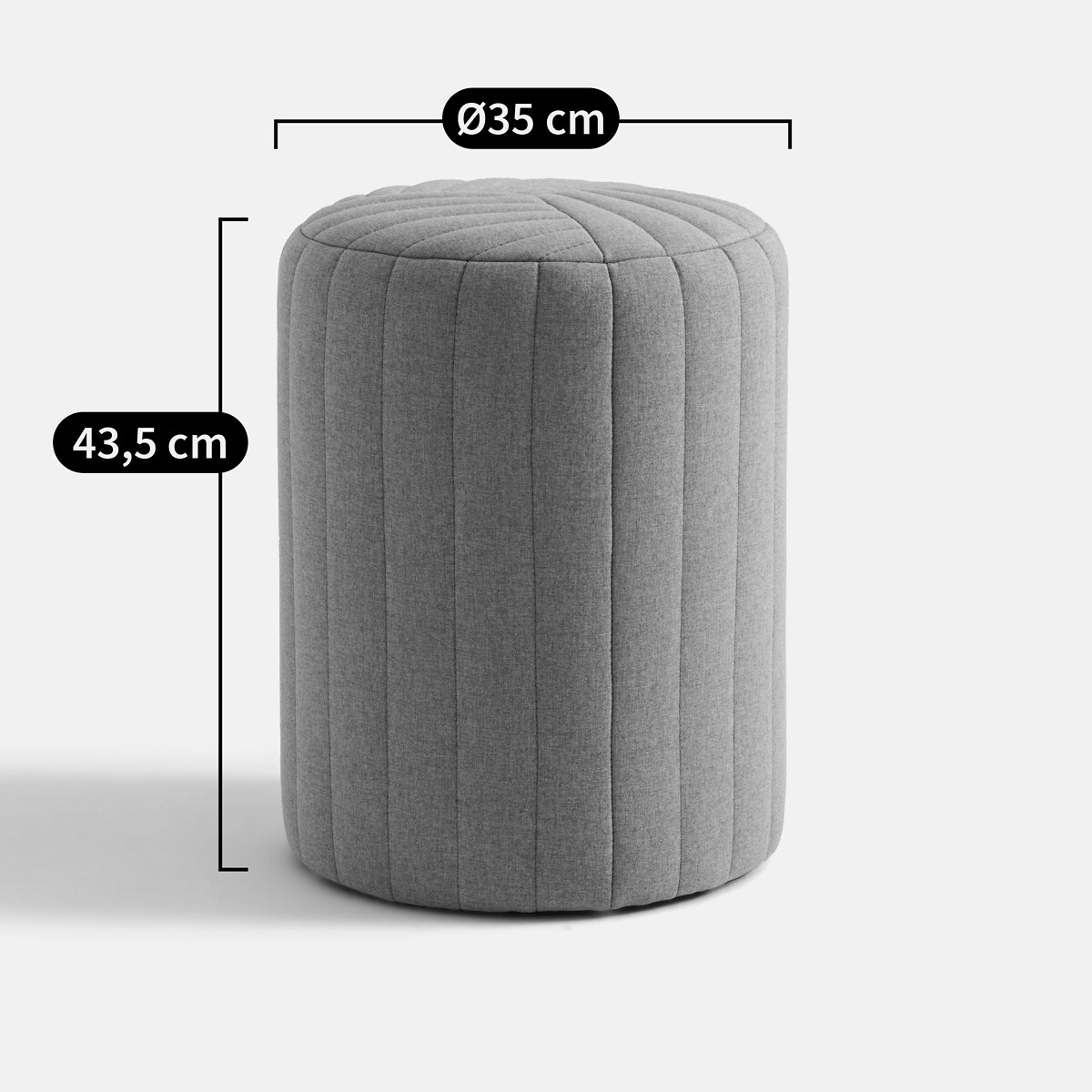 Pouf cylindrique surpiqué, Jimeo vert eau, LA REDOUTE INTERIEURS