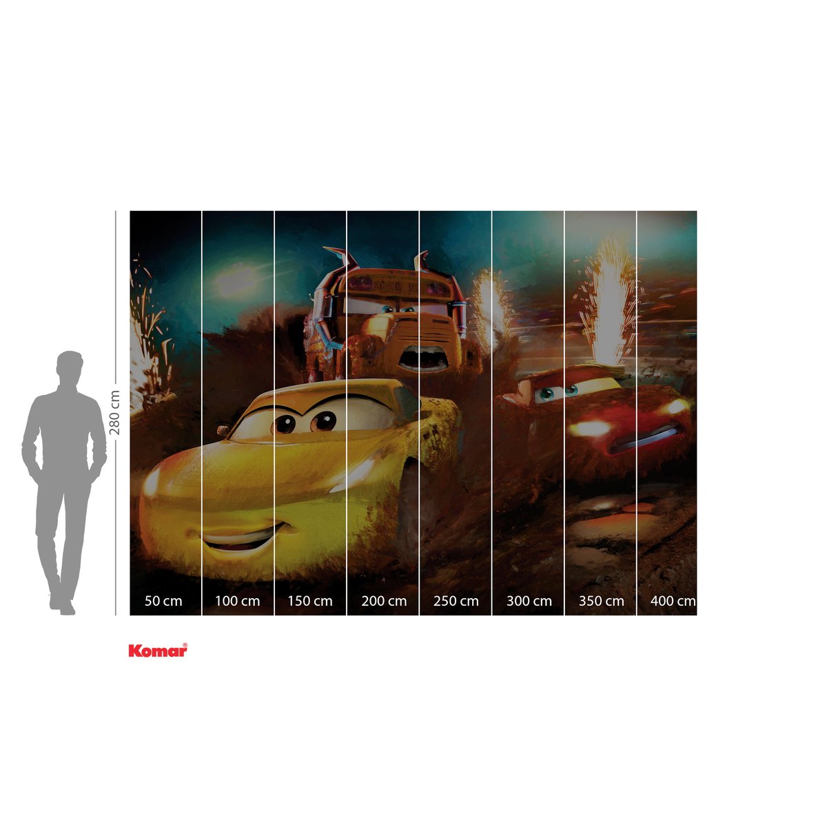 Papier peint Komar - Cars Dirt Track - 350 x 250 cm multicolore, HEXOA