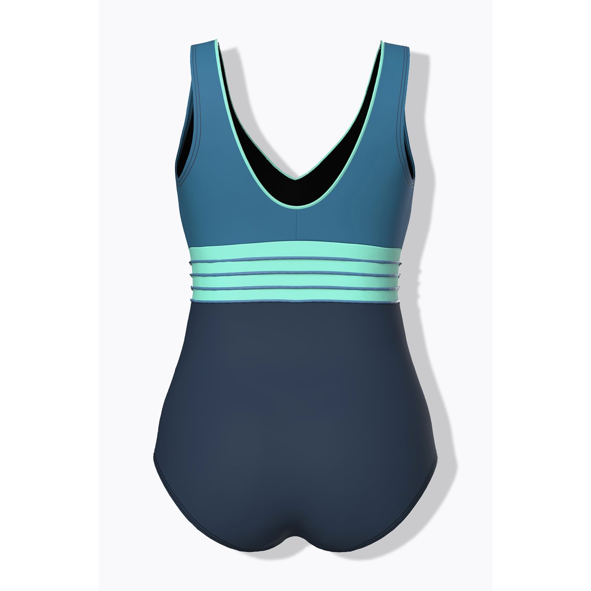 Maillot de bain à bonnets souples. Décolleté bleu foncé, ULLA POPKEN