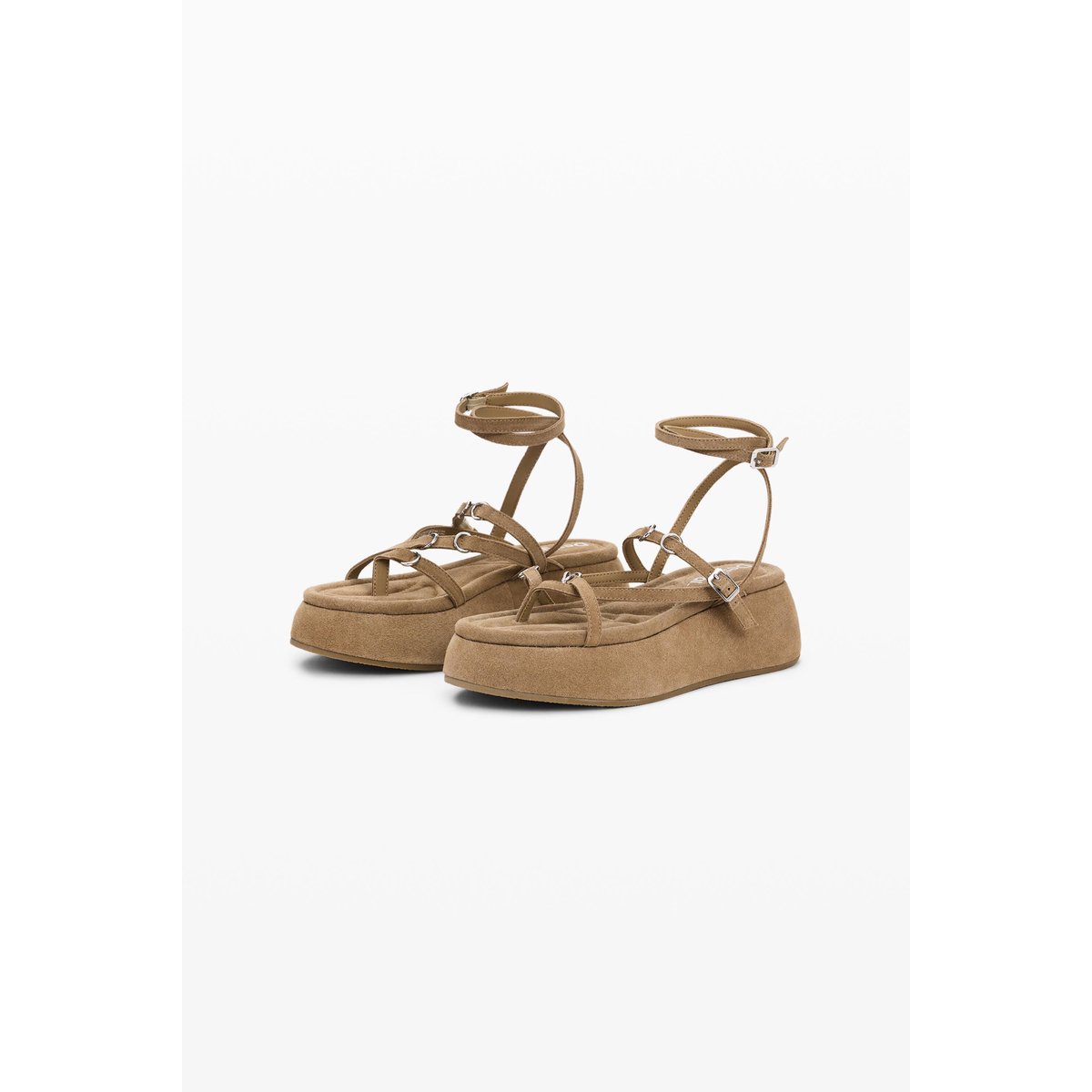 Sandale plateforme en cuir marron, DESIGUAL