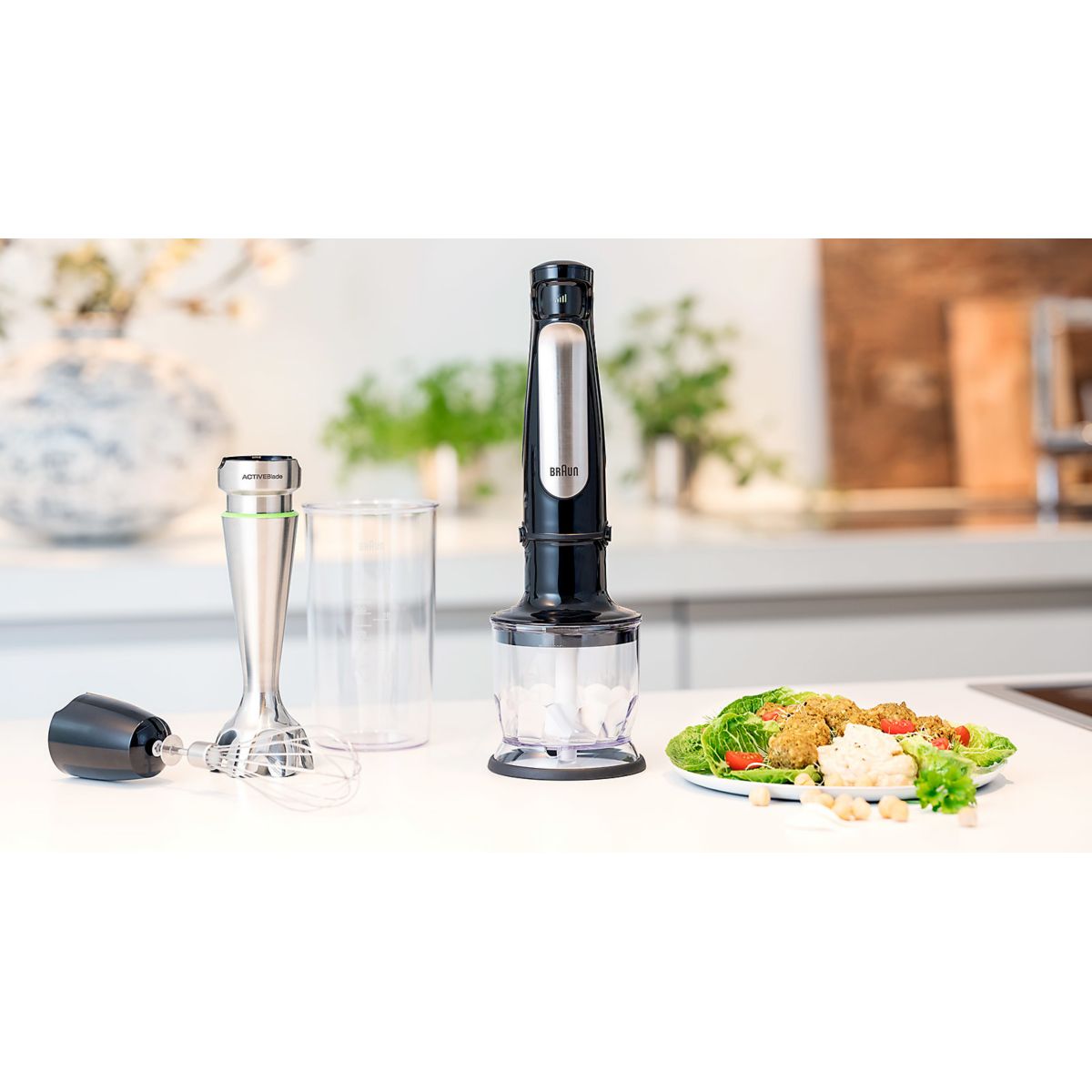 Mixeur MQ7026X MultiQuick 7 gris et noir 2 accessoires inox/noir, BRAUN