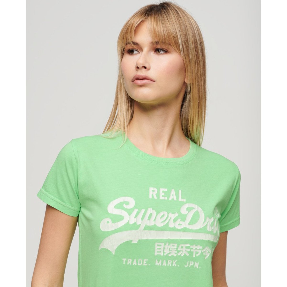 T-shirt ajusté à motif fluo vert menthe néon, SUPERDRY