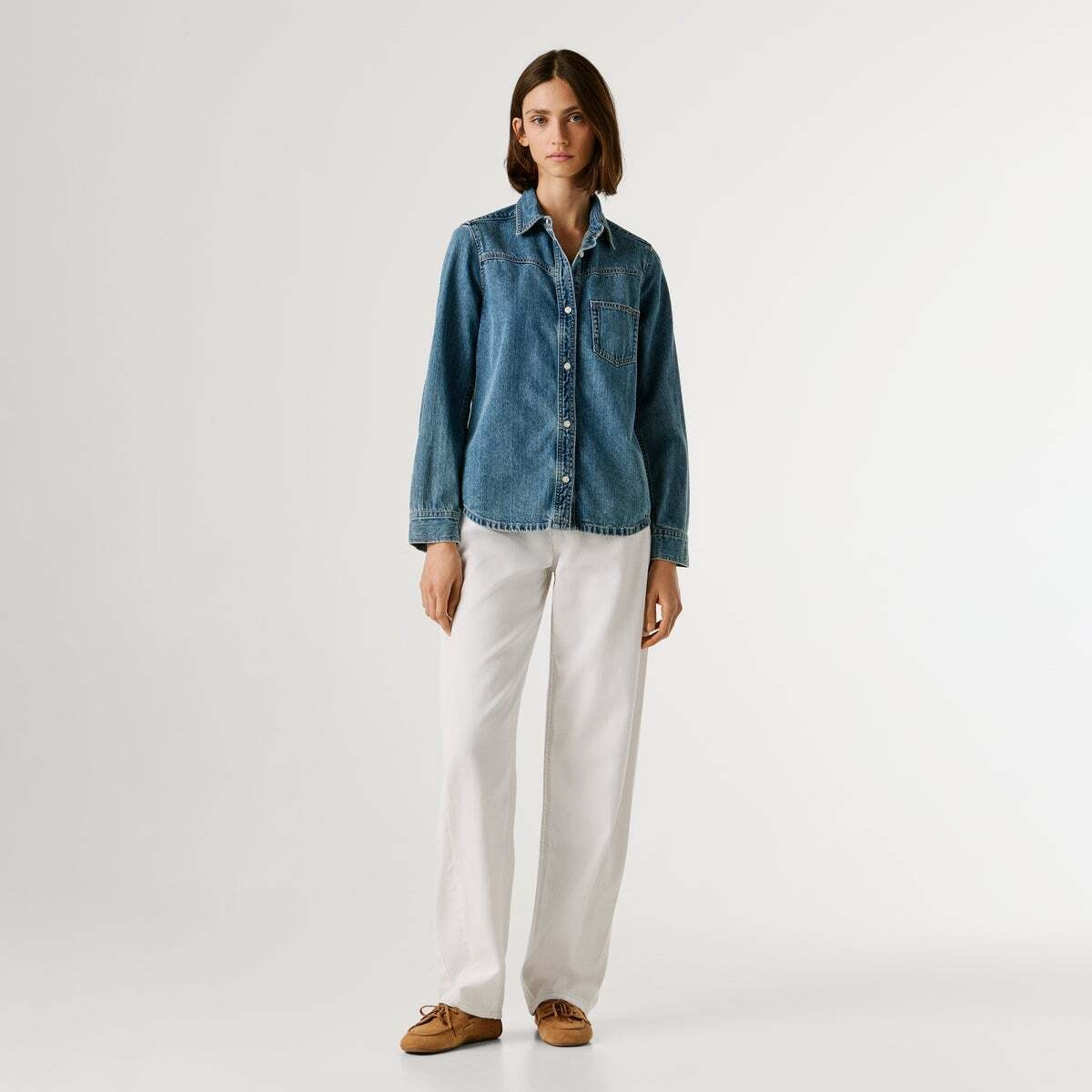 Chemise Coupe Oversize En Denim bleu moyen vintage, PEPE JEANS